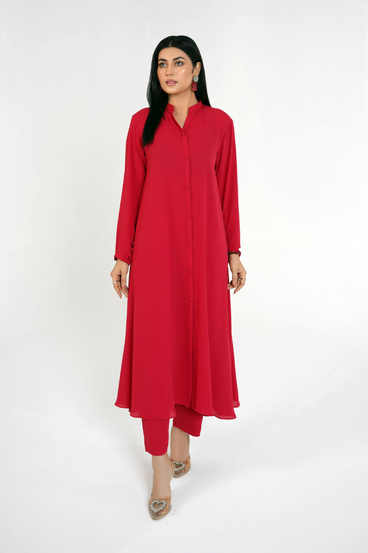 Crimson Elegance Frock