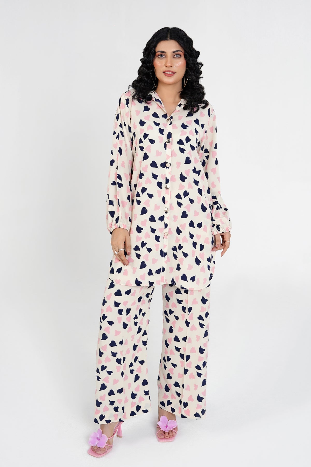 Crimmson Printed White Short Shirt Set