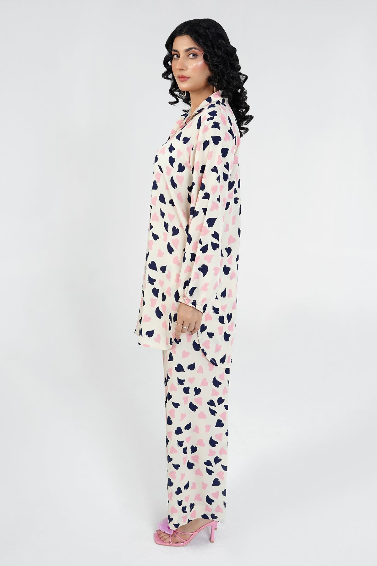 Crimmson Printed White Short Shirt Set