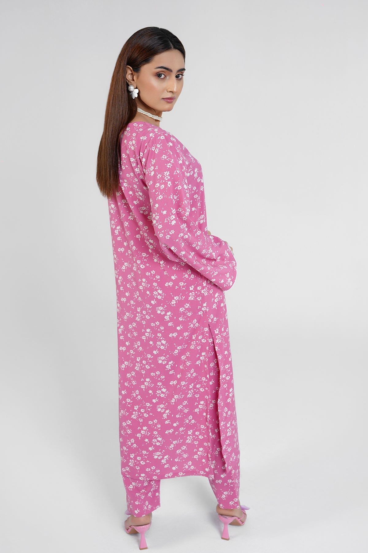 Pink Floral Print Dress