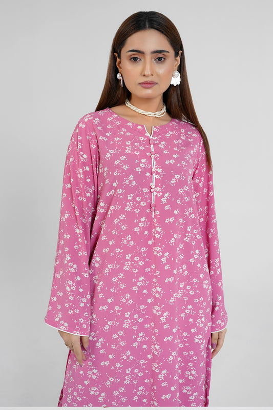 Pink Floral Print Dress